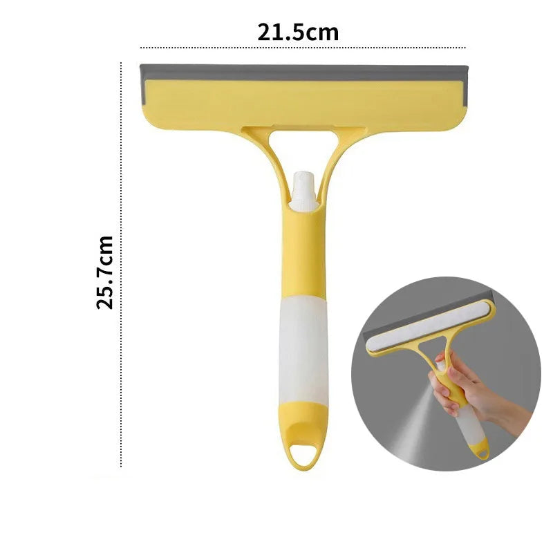 3-in-1 Window Cleaning Tool – Spray Bottle, Microfiber Scrubber & Squeegee for Glass, Mirrors & Cars | Multi-Purpose Household Cleaner