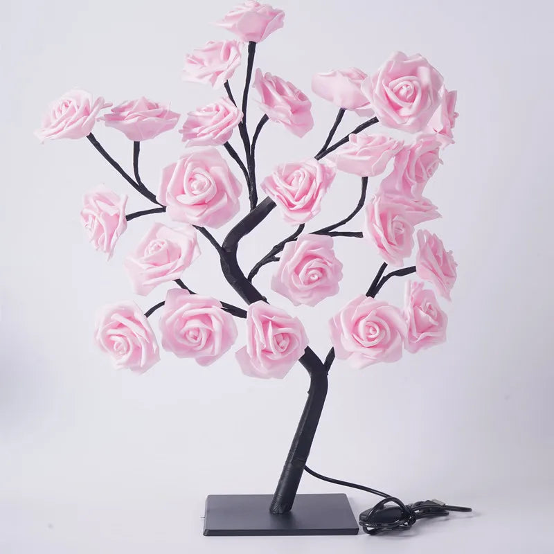 24 LED Rose Lamp, Rose Light Tree Table Top Decorations for Wedding Mother's Day Valentine’s Day Decorations, Gift for Girls Mom