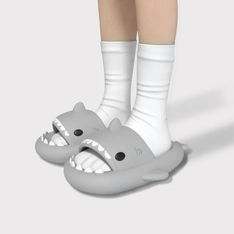 Thick-Sole Shark Slippers — EVA Slide Sandals
