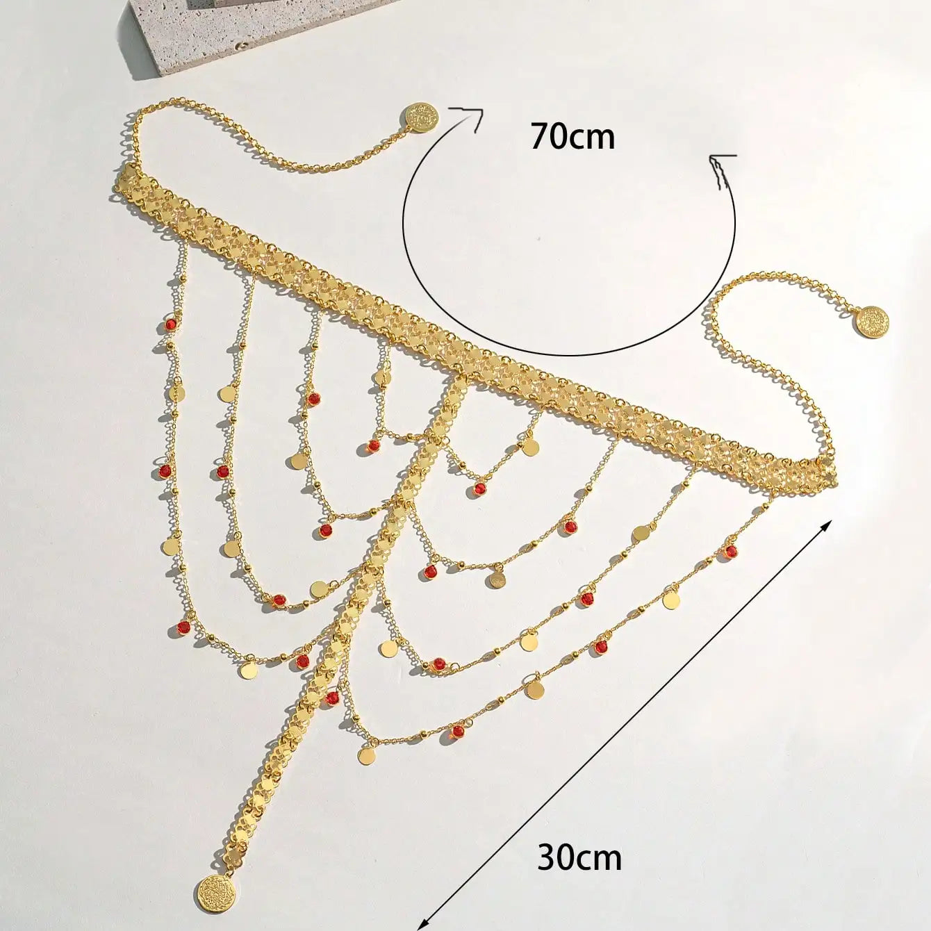 Kurdish-Ottoman-Arabic Bridal Headdress – 24K Gold-Plated Coin Veil Chain with Evil Eye Fringe for Henna Night & Wedding Ceremonies