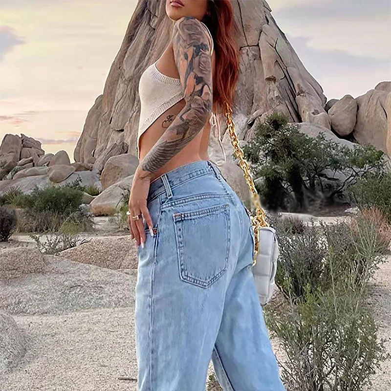 Women’s Wide Leg Baggy Jeans – Low Rise Loose Fit Denim Pants