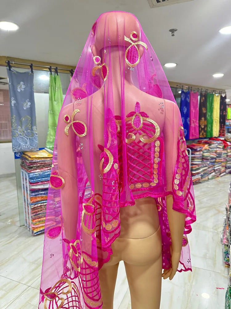 Women's Embroidered Voile Hijab Scarf