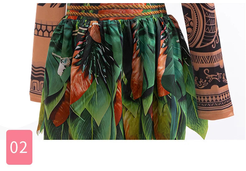 Kids Polynesian Demi God Tattoo Print Costume Pants Set