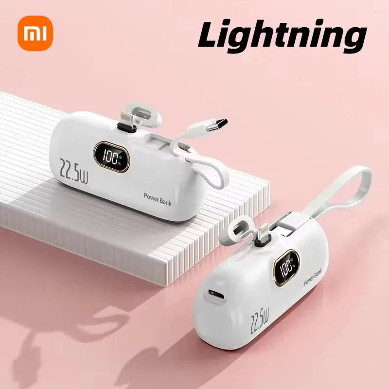 30000mAh Capsule Power Bank Fast Charge Portable Mobile Power Supply Emergency External Battery for Type-C, iPhone, Android