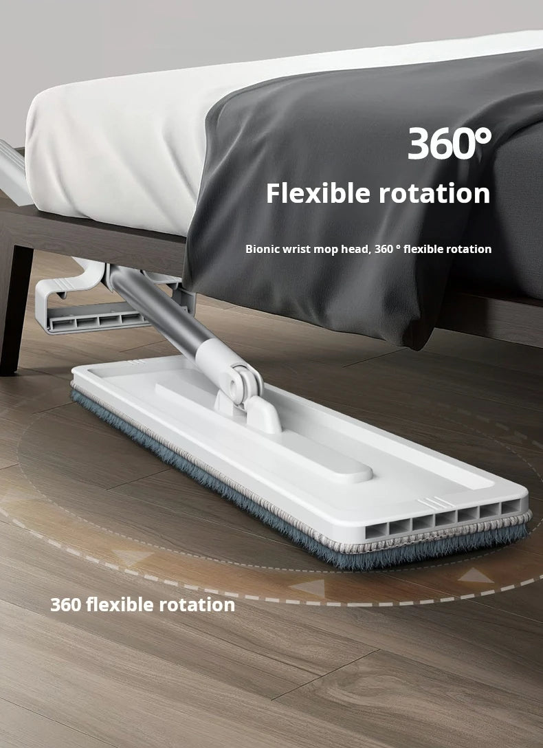 38 cm Microfibre Flat Mop and Folding Bucket Set with 360° Rotating Head
