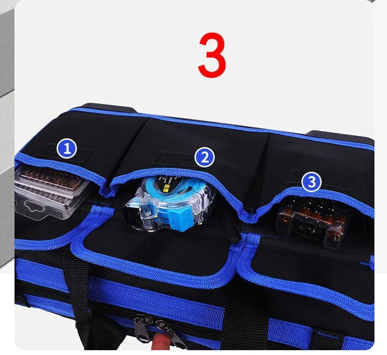 Large Oxford Cloth Tool Bag, Thickened Heavy-Duty Multi-Functional Tool Organizer for Electricians, Carpenters & Repairs