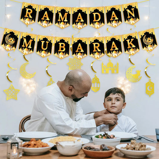 2025 Eid Mubarak Decor Banner Ramadan Mubarak Banner Ramadan Kareem Decoration for Home Islamic Muslim Party Eid Al Adha