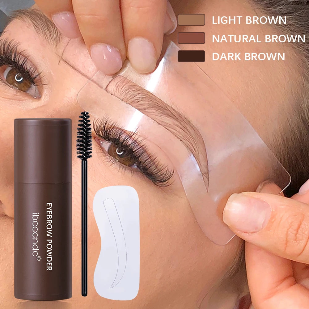 ibcccndc Eyebrow Stamp Powder Kit with 10 Stencils and 2 Brushes