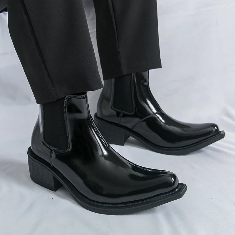 Men’s PU Leather Chelsea Boots, Classic Pointed Toe Design