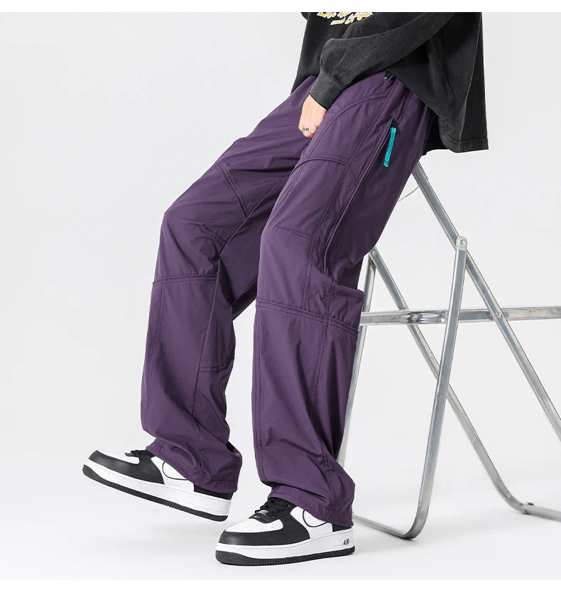 Men’s Casual Pants Loose Fit Straight Leg – Water-Resistant Everyday Trousers Spring Fashion