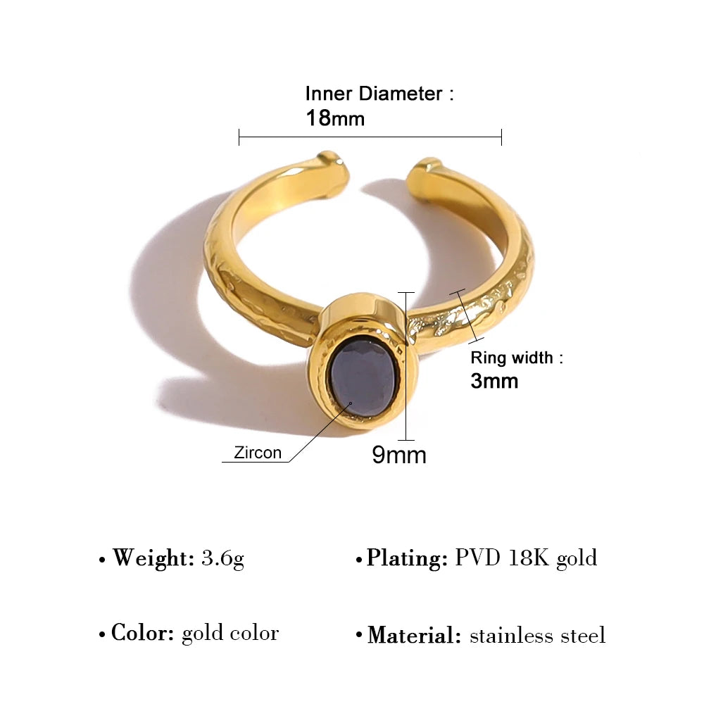 WILD & FREE Minimalist Colored Zircon Stainless Steel Rings for Women 18K Gold Plated Chic Luxury Trendy Jewelry