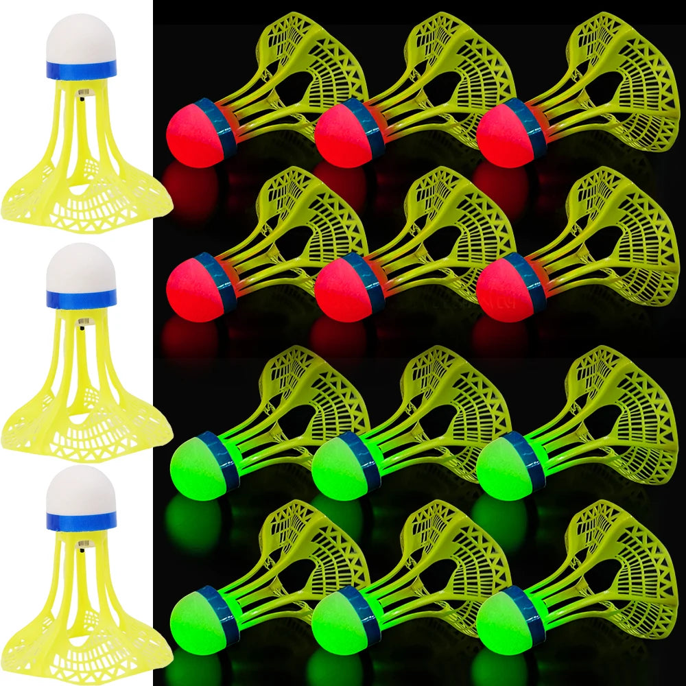 12 or 1 PCS LED Light-Up Badminton Shuttlecocks – Colorful Luminous Foam Badminton Balls for Kids and Sports