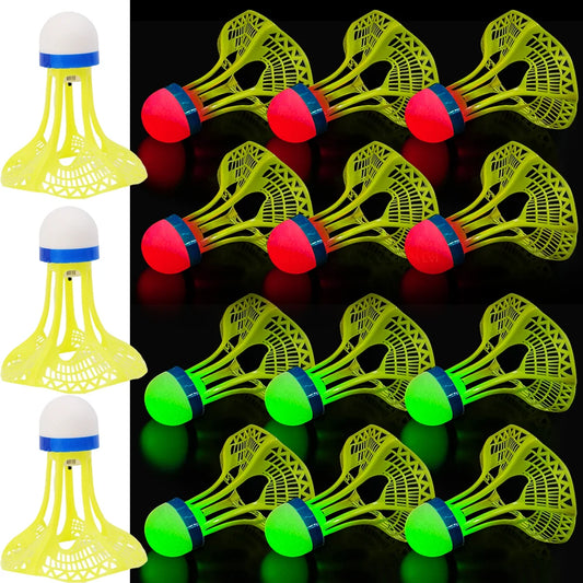 12 or 1 PCS LED Light-Up Badminton Shuttlecocks – Colorful Luminous Foam Badminton Balls for Kids and Sports