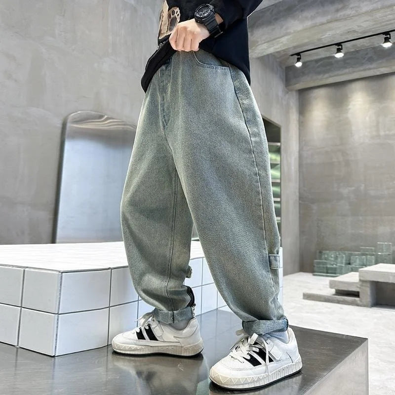 Children's Retro Loose Straight Jeans – Wide Leg Denim Pants for Boys & Girls | Spring/Autumn