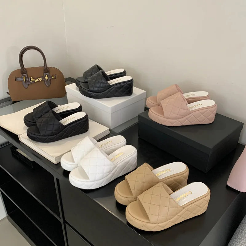Women's Wedge Heel Slippers – Casual Summer Platform Sandals