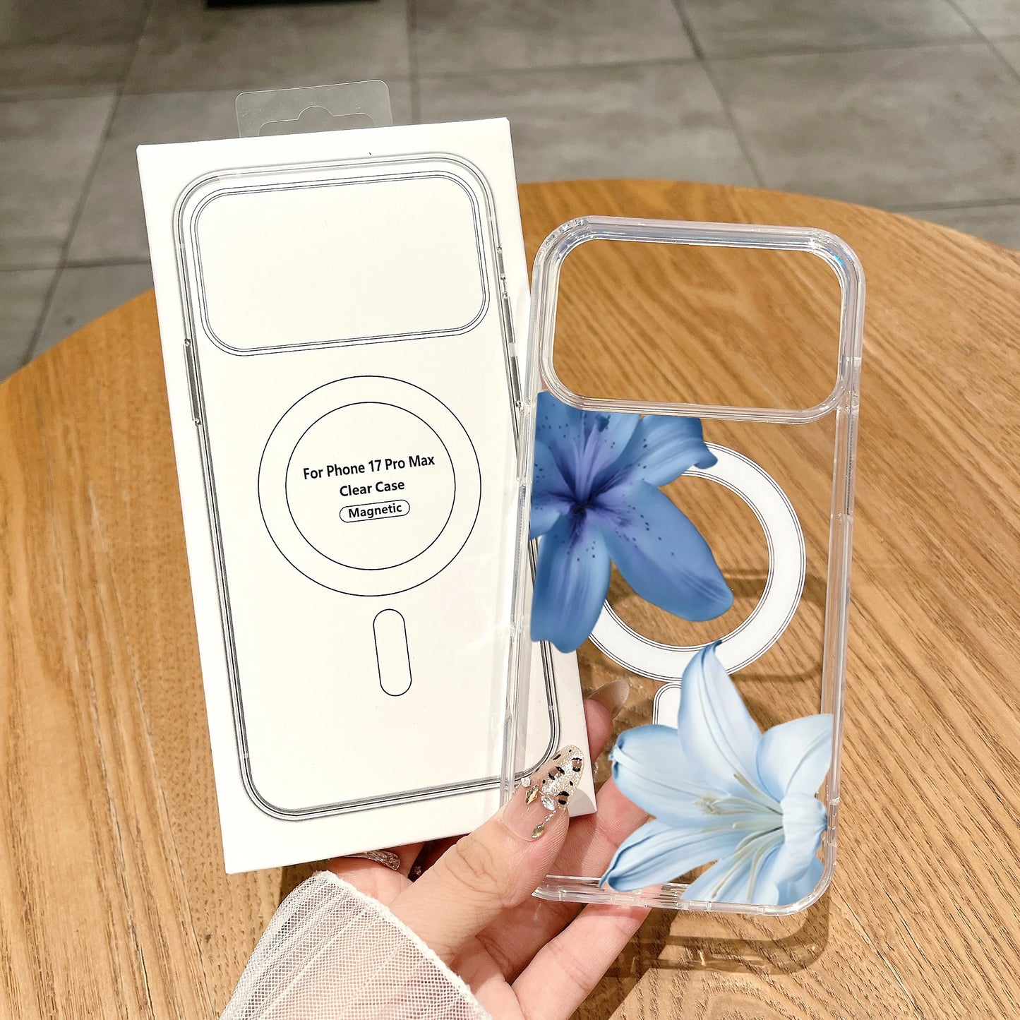 Elegant Blue Lily Pattern Silicone Phone Case
