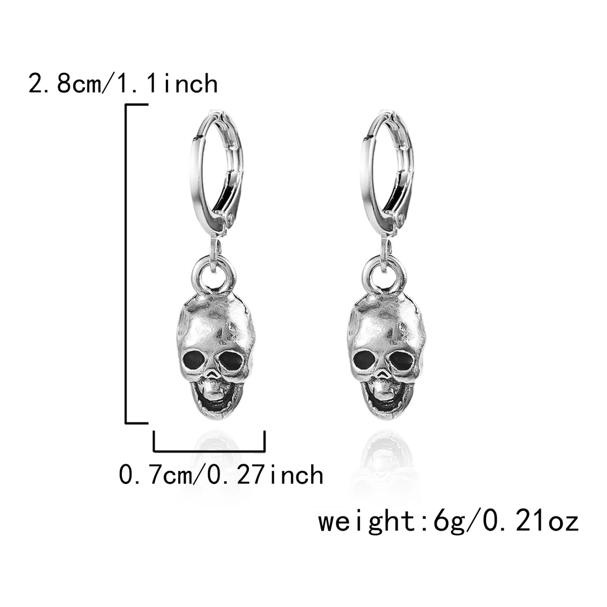 rinhoo Halloween Skull and Skeleton Dangle Earrings for Women, Gothic Zinc Alloy Statement Jewellery for Punk Outfits and Costume Parties