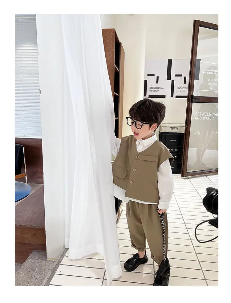 Boys 3-Piece Streetwear Clothing Set — Vest, Top & Pants