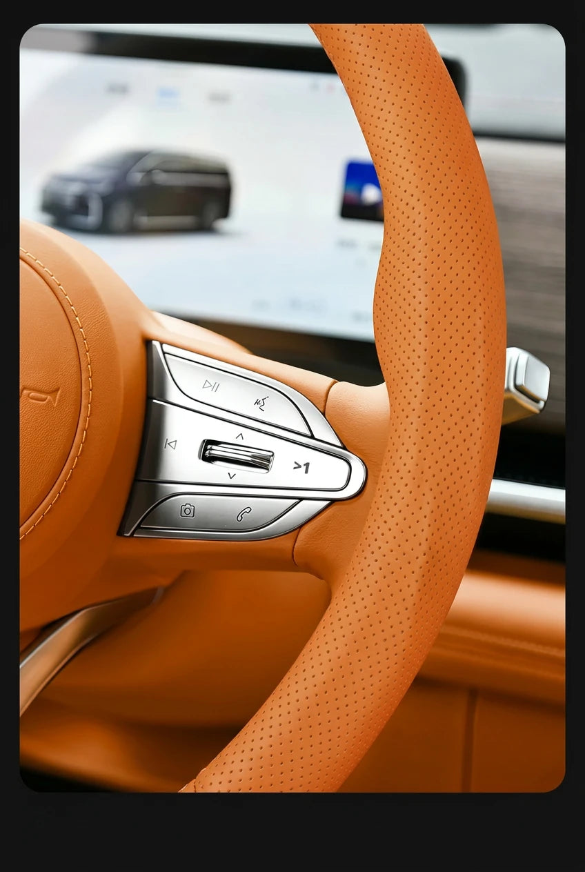 Textured Faux Leather Car Steering Wheel Cover, 38 cm