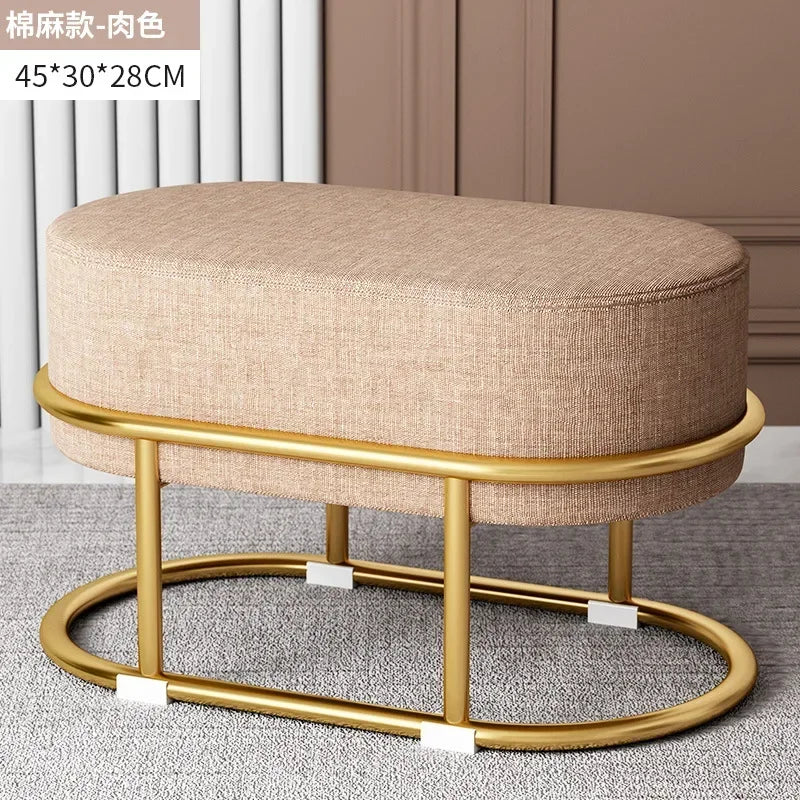 Seating Living Room Fabric Craft Shoe Changing Stool Home Doorway Sofa Stool Oval Rest Stool