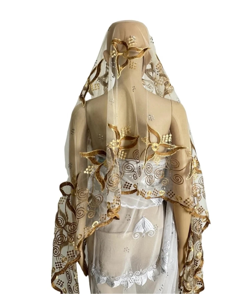 Women's Embroidered Voile Hijab Scarf