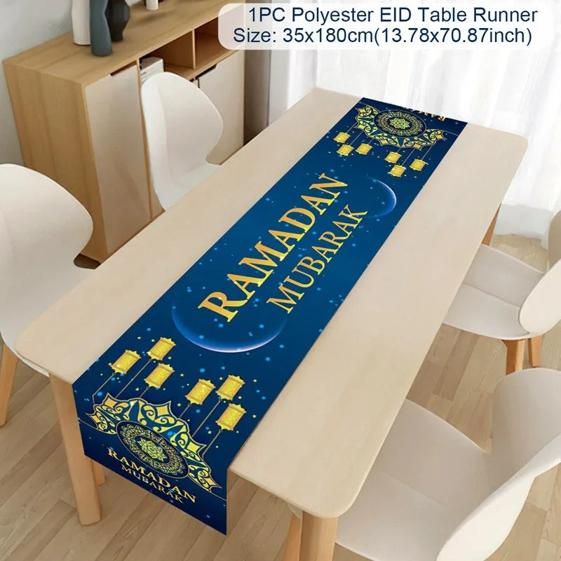 Ramadan Decoration Table Runner EID Mubarak Decor 2025  Home Tablecloth Ramadan Kareem Islamic Muslim Party Eid Al-Fitr Gifts