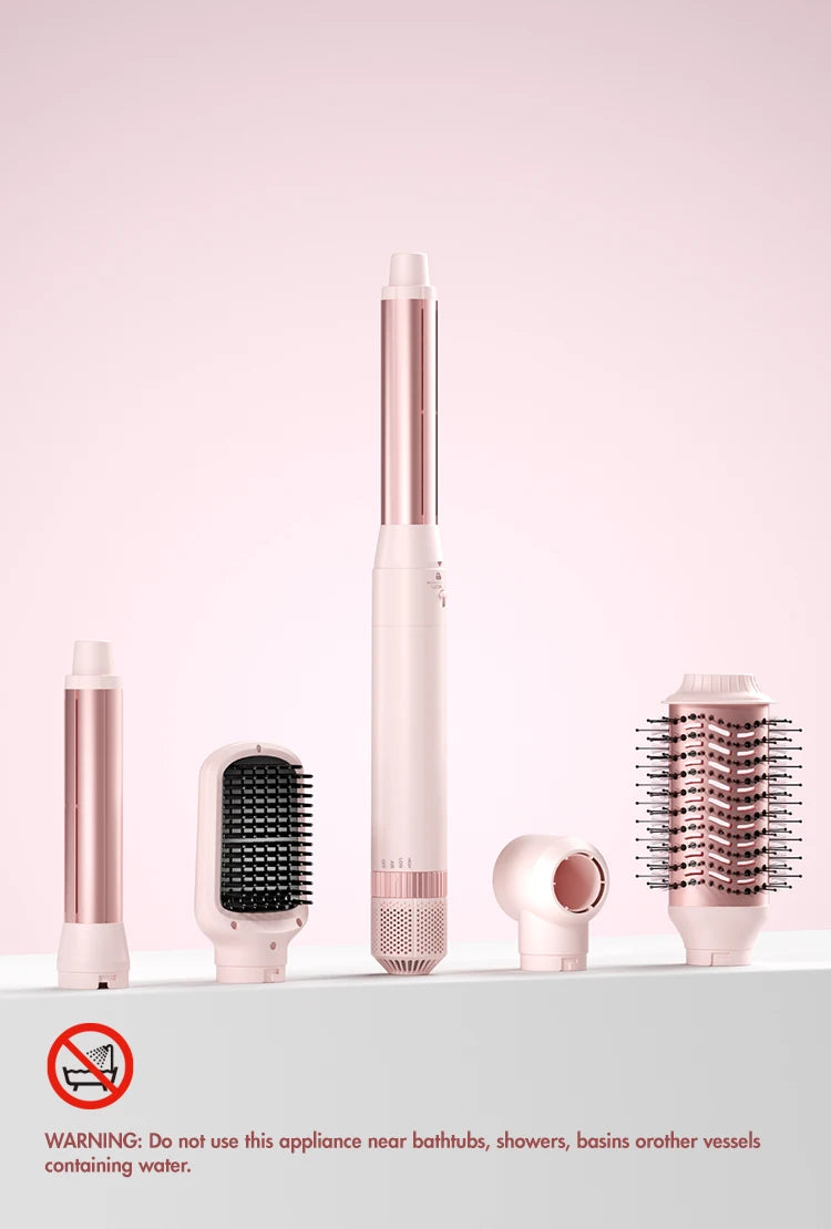 5-in-1 Detachable Hair Dryer Brush & Curling Iron Styling System