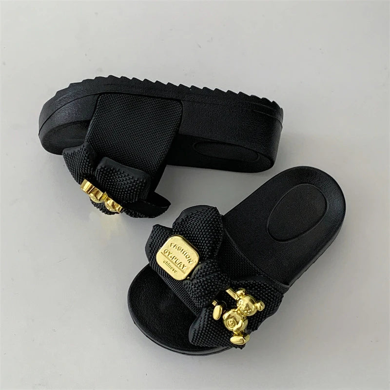 Fashion Girls’ Slippers – Simple Children’s Shoes with Thick Soles, Anti-Slip Design