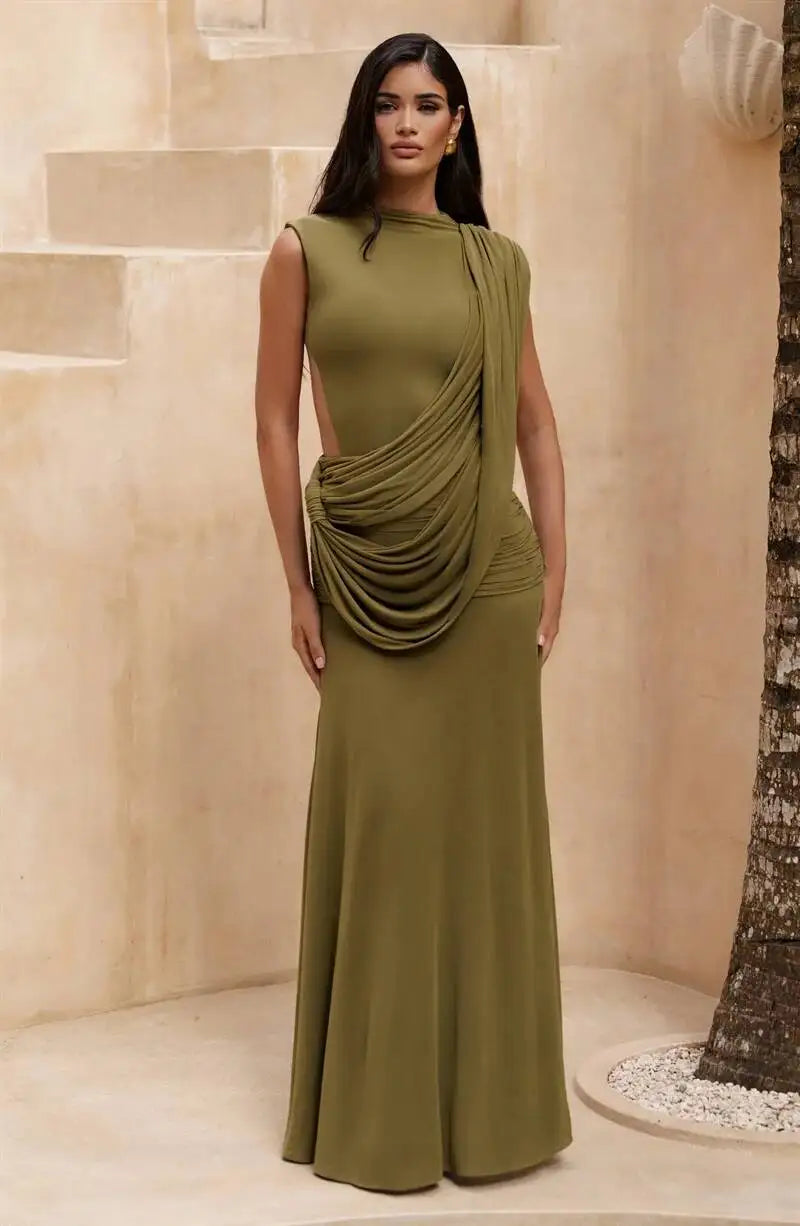 Mozision High Neck Backless Mermaid Maxi Dress