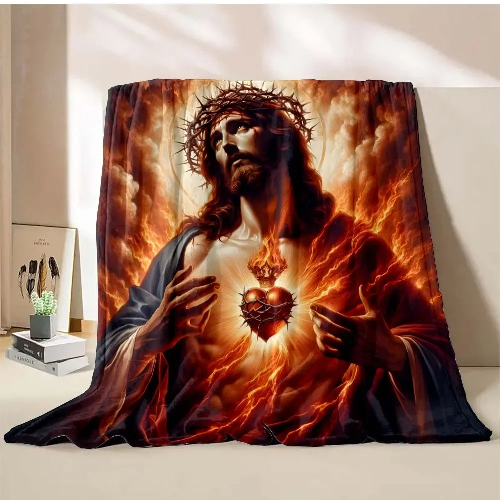 1PC God Jesus Believer Pray Virgin Mary Printed Blanket Soft and Comfortable Home Travel Blanket Adult and Child Warm Blanket Catholic