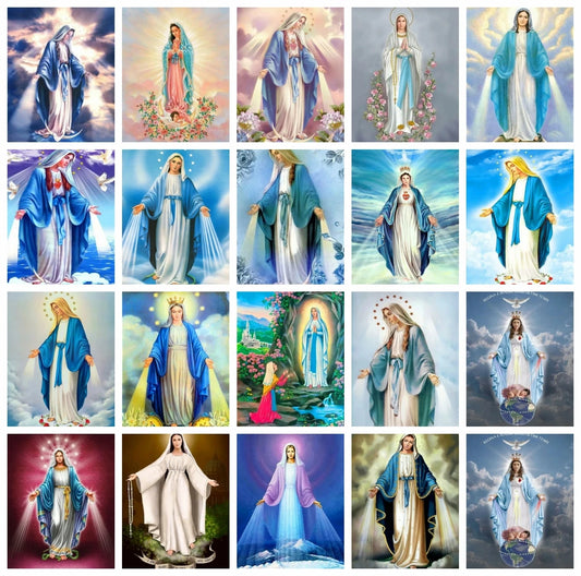 AZQSD Diamond Painting Virgin Mary Cross Stitch Embroidery Religious Icon Mosaic Diy Full Round Drill 30x40cm Rhinestones Gift