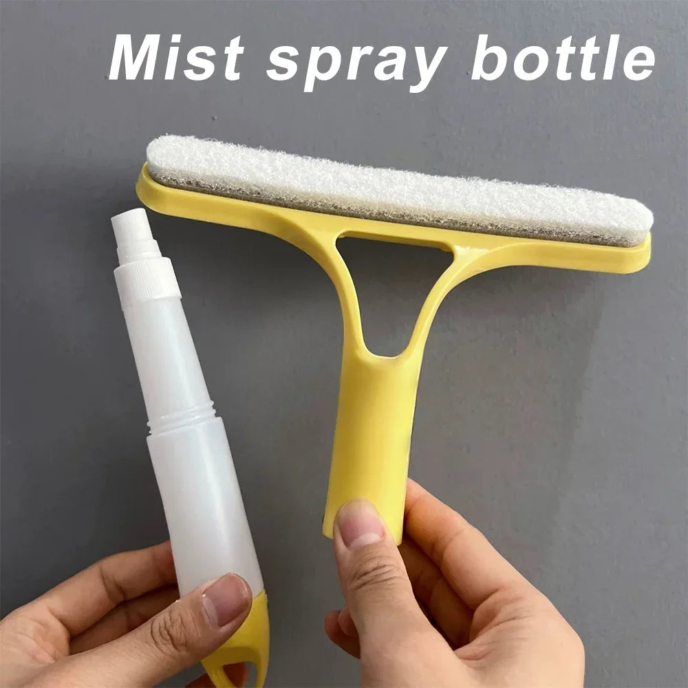 3-in-1 Window Cleaning Tool – Spray Bottle, Microfiber Scrubber & Squeegee for Glass, Mirrors & Cars | Multi-Purpose Household Cleaner