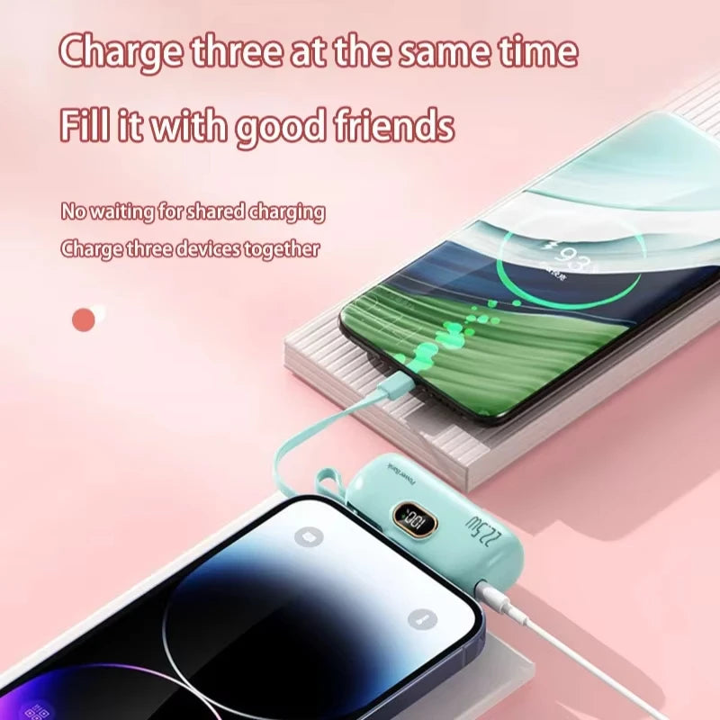 30000mAh Capsule Power Bank Fast Charge Portable Mobile Power Supply Emergency External Battery for Type-C, iPhone, Android