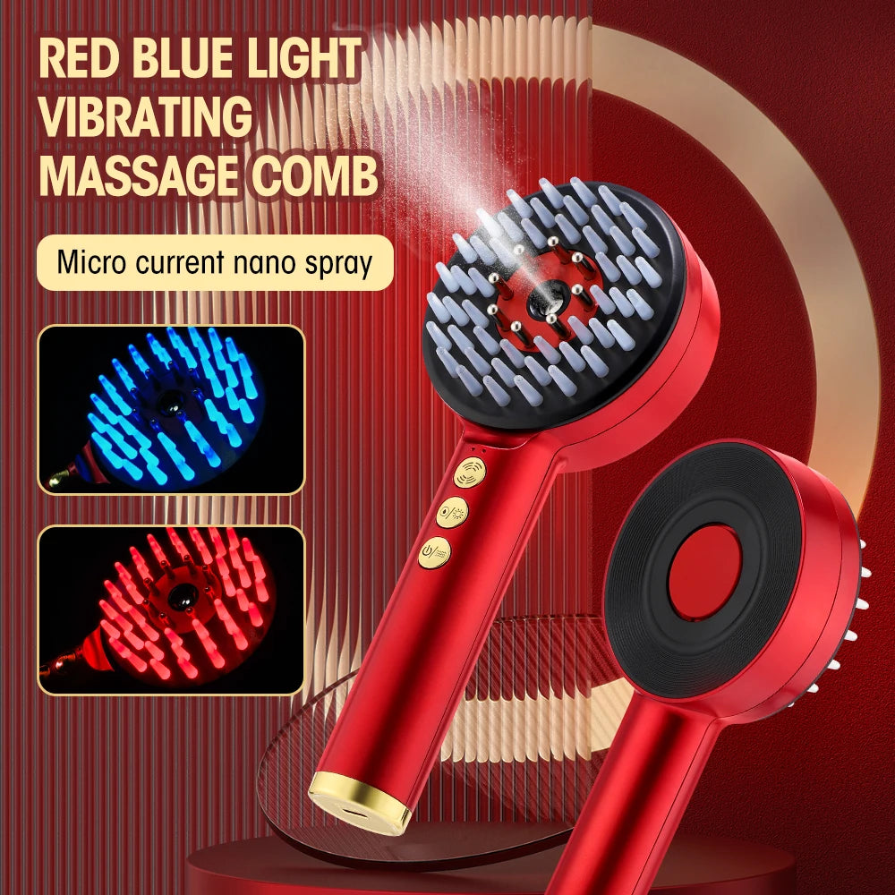 50ml Batana Hair Growth Oil And EMS Massage Comb Nano Spray Scalp Liquid Applicator LED Therapy Vibration Head Massager Brush