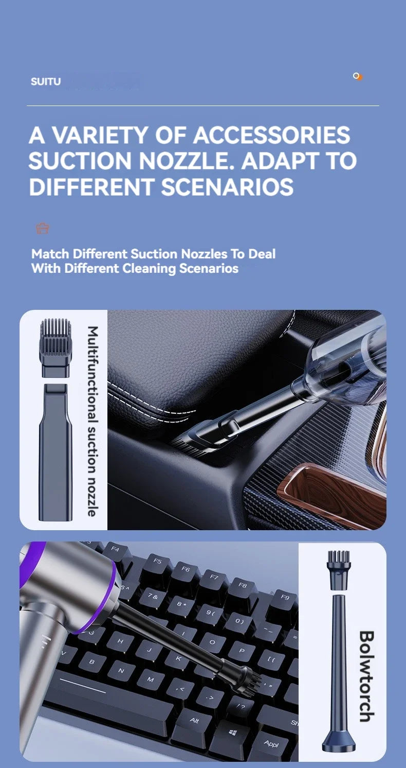 Portable Cordless Car Vacuum Cleaner – High Power Brushless Motor Handheld Vacuum & Air Duster