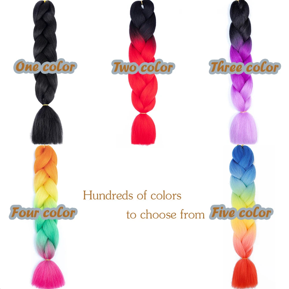 GlowStrands 24” Jumbo Braids for Kids & Adults – Ombre Kanekalon Hair Extensions, Easy Styling & Natural Feel
