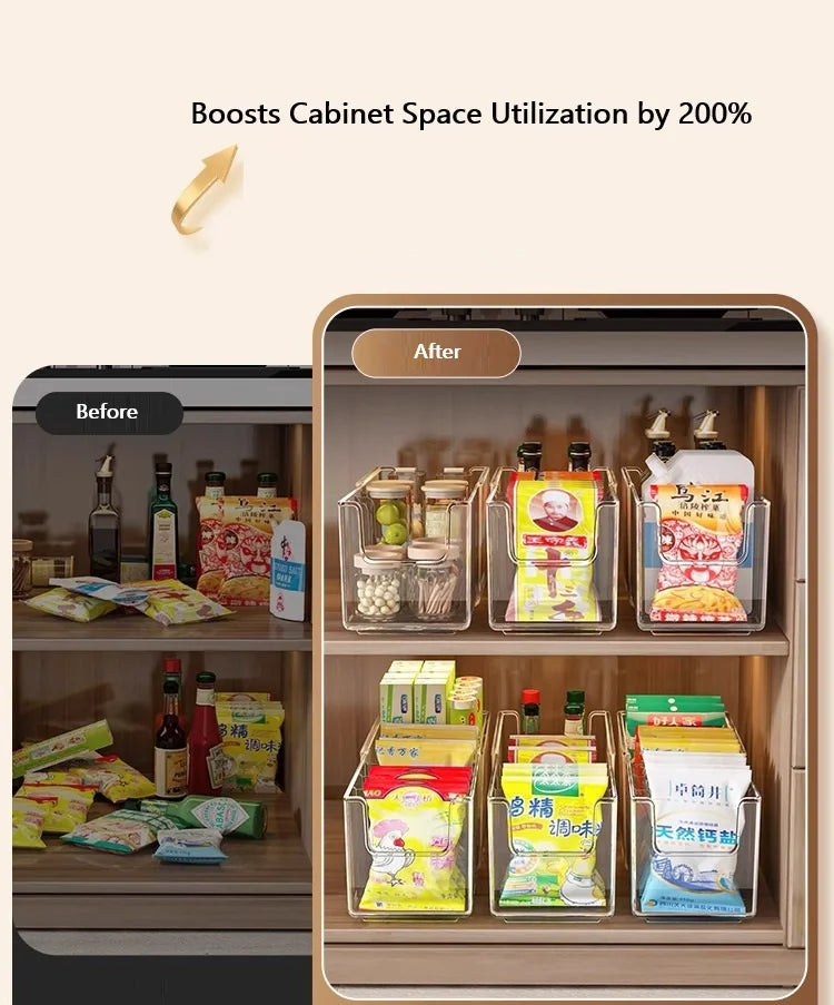 Clear Plastic Expandable Spice Organizer with Dividers – Snack, Tea Packet & Pantry Storage Containers