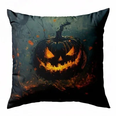 Spooky Halloween Pillowcases – Pumpkin & Enchanted Night Scene Cushion Covers for Holiday Decor and Gifting