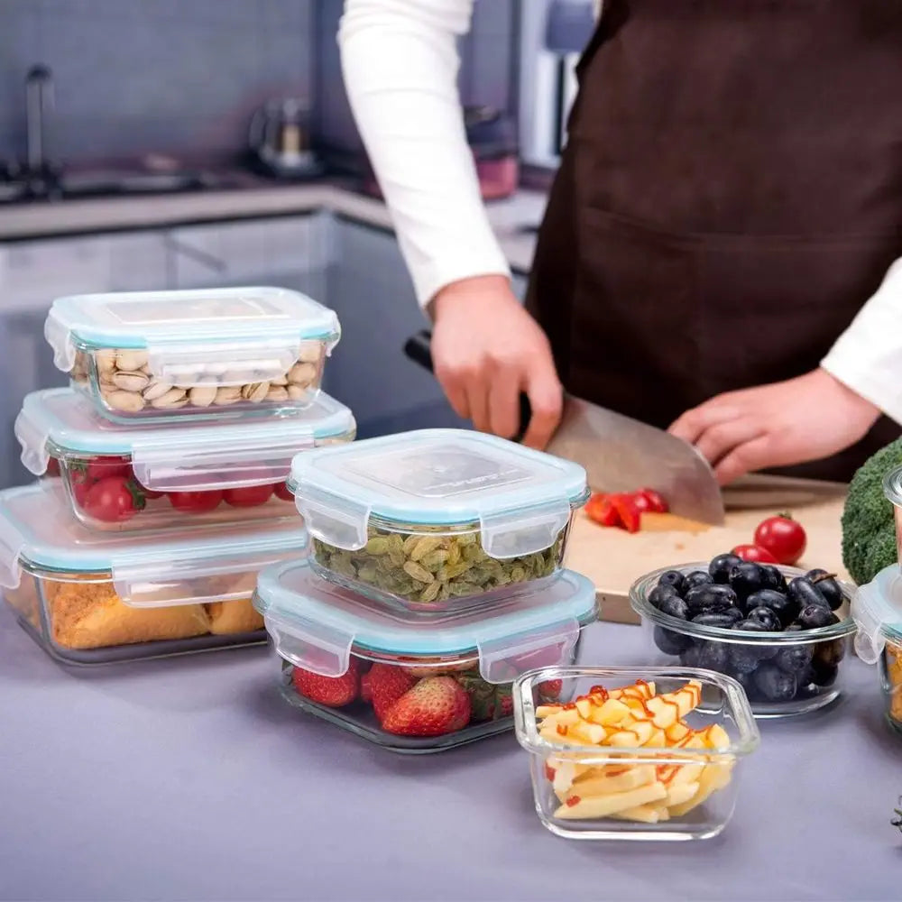 18-Piece Glass Meal Prep Containers with Leak-Proof Lids – BPA-Free Food Storage Set