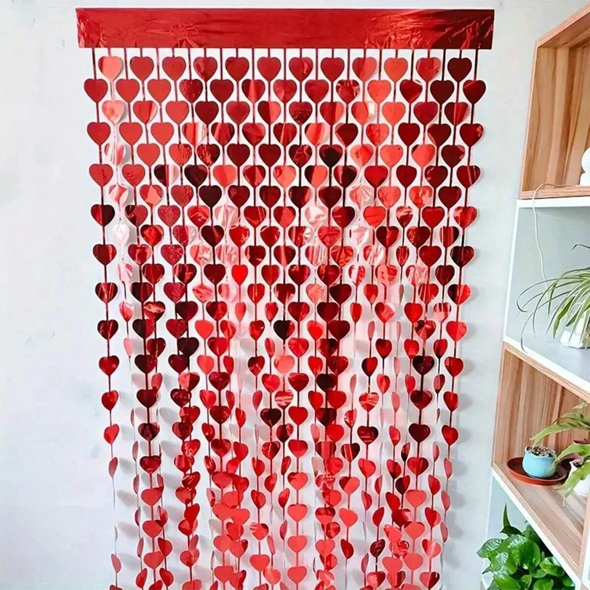 2-Pack Red Heart Tassel Curtain Decoration – Party Background Decor for Weddings, Engagements, Birthdays & Celebrations