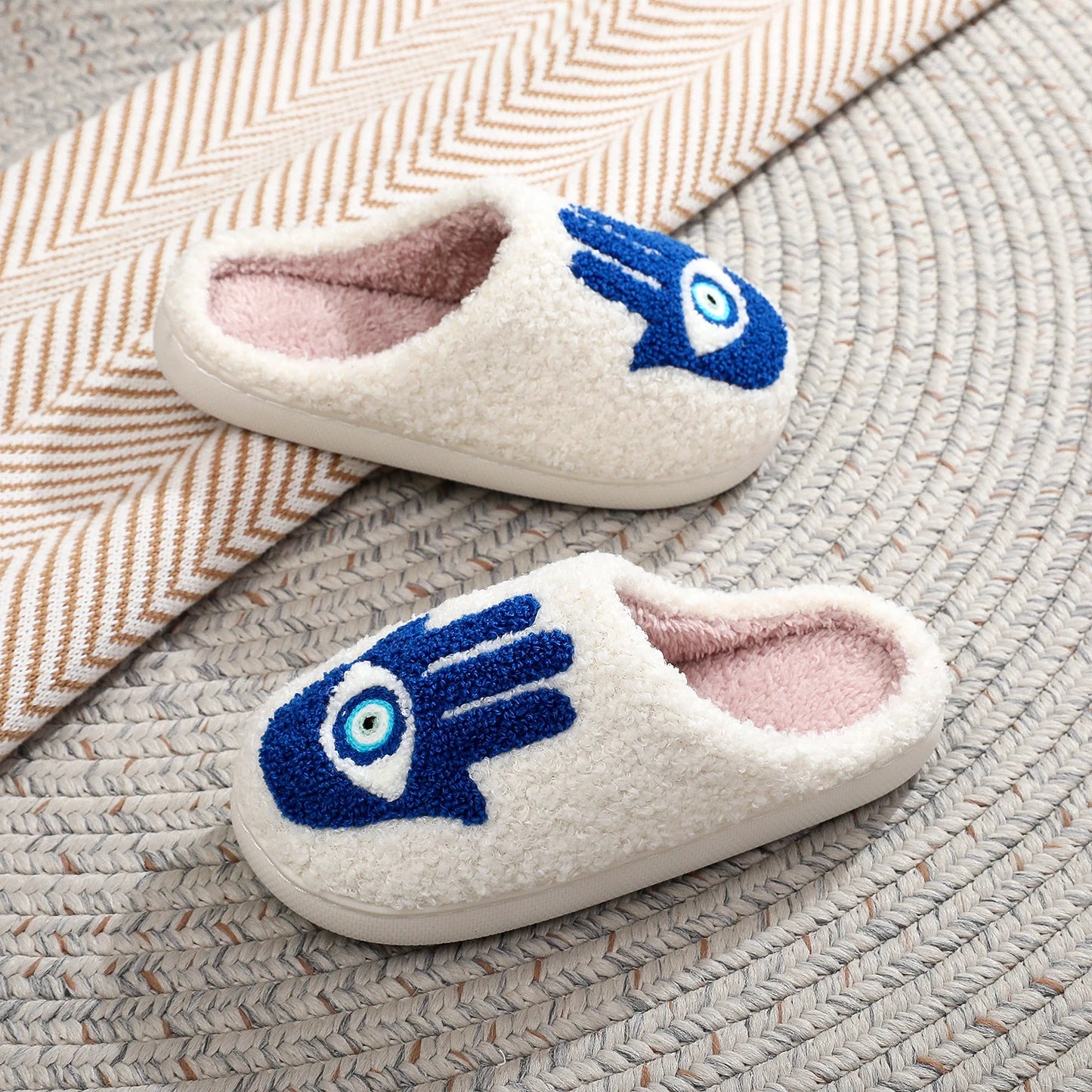 Winter Fur Slippers – Cozy Non-Slip Indoor Home Shoes with Thick Velvet Sole