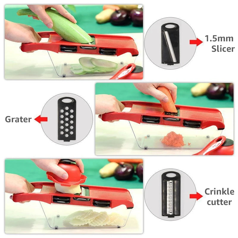 Vegetable Slicer and Grater with Collection Container