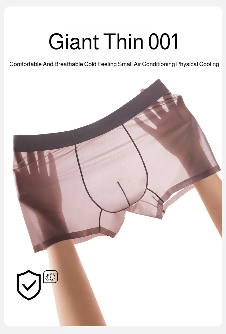Men’s Ice Silk Seamless Boxer Briefs – Lightweight, Breathable, Comfortable Summer Underwear