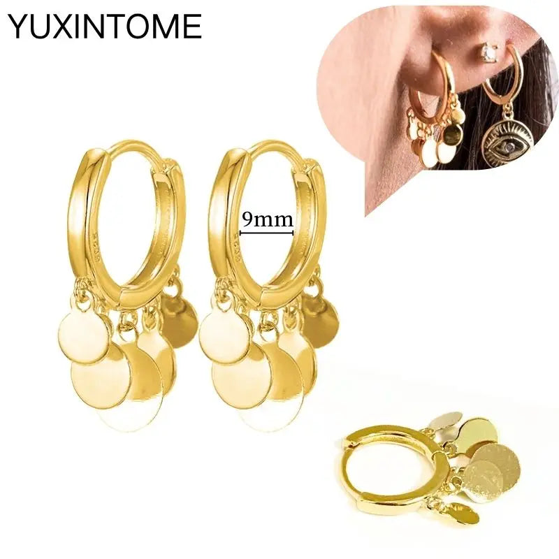 925 Sterling Silver Multi-Turn Hoop Earrings with White Zircon, Fashion Punk Jewelry for Women