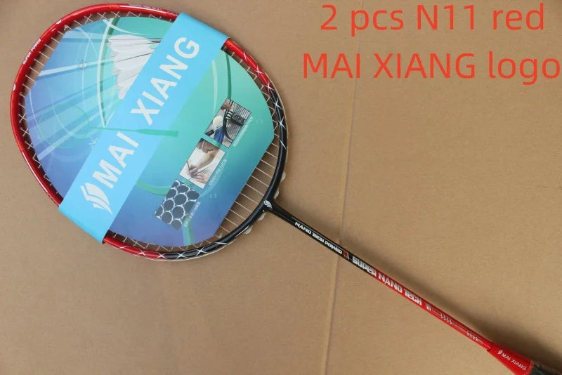 2PCS MAI XIANG-N11 Professional Badminton Rackets – 30 LBS Nano Carbon, High-End Offensive Racquets for Advanced Players