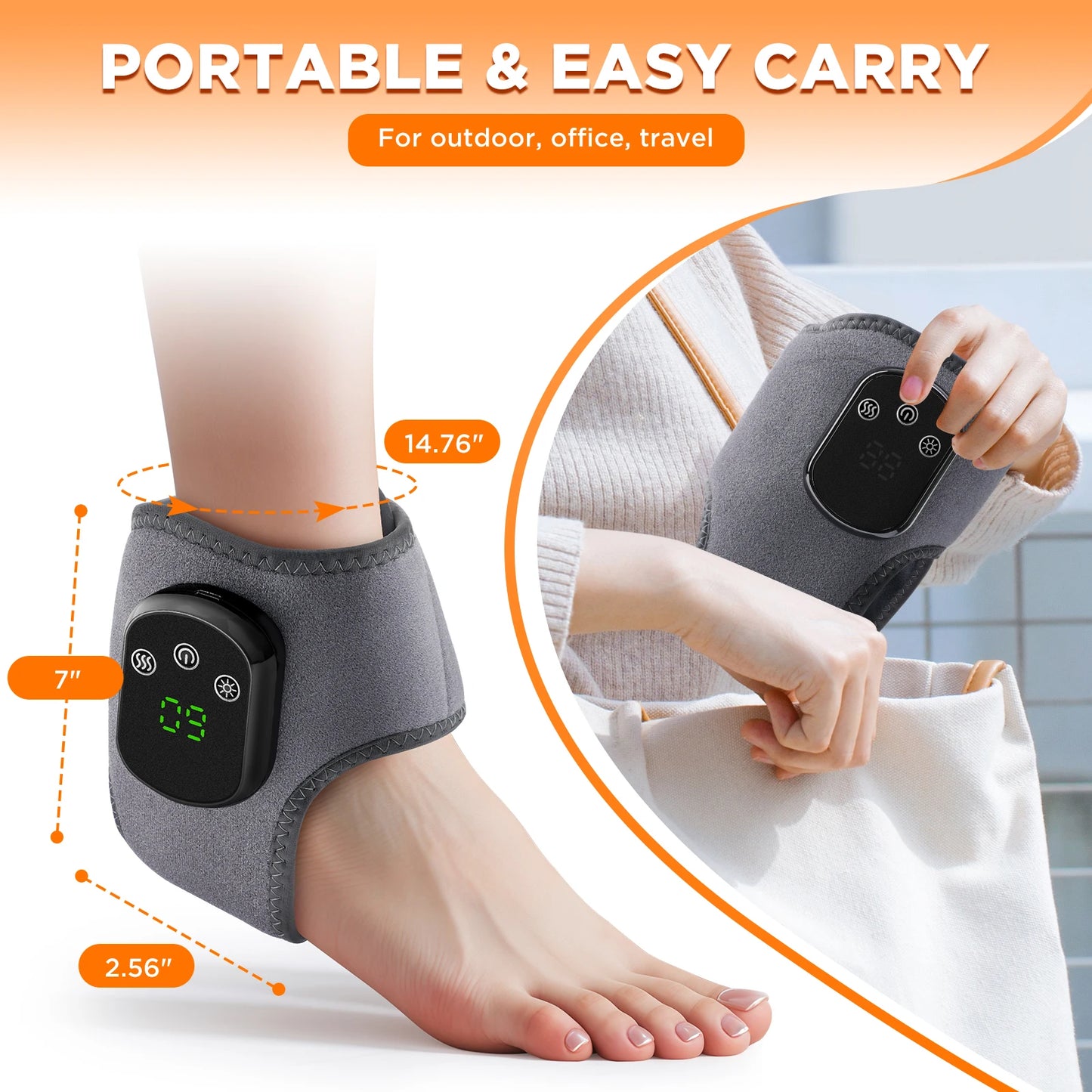 Smart Heated Foot & Ankle Massager – Adjustable Compression & Multi-Speed Vibration for Relaxation and Recovery