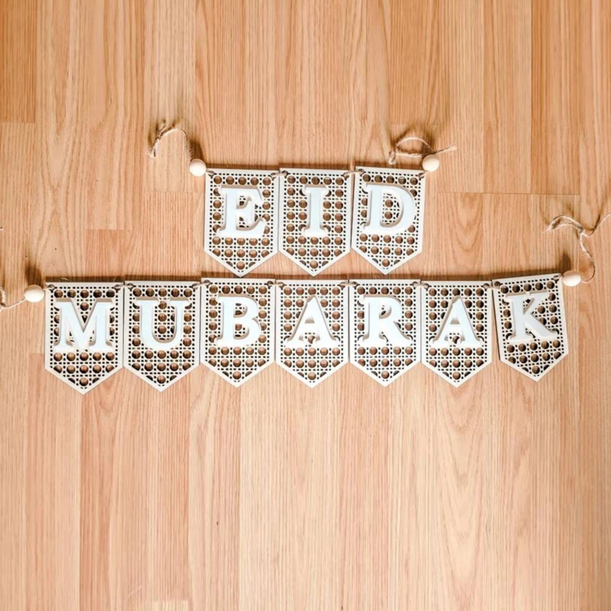 1Pc Ramadan Wooden Banner, Flag, Hanging Decoration Ramadan Kareem， Happy Ramadan， Eid Mubarak，muslim Decor，mubarak Decorations