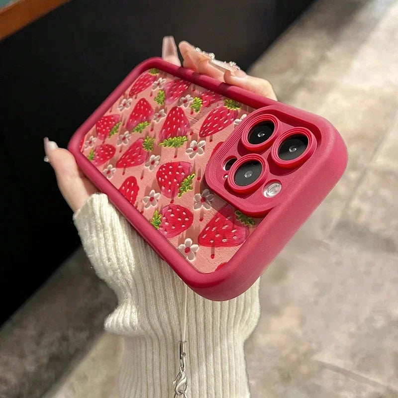 Cute Strawberry Cherry Silicone Phone Case for Motorola
