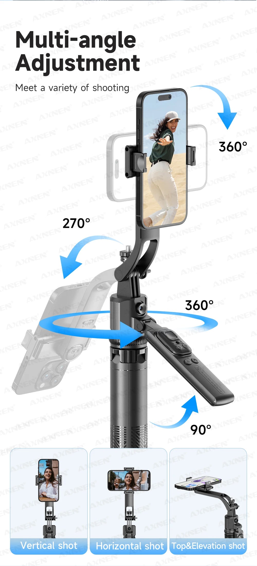 AI Face-Tracking Selfie Stick Tripod with Bluetooth Remote