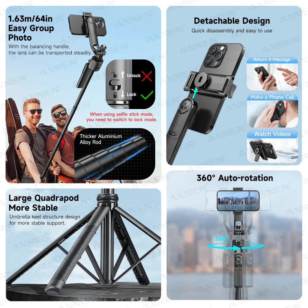 AI Face-Tracking Selfie Stick Tripod with Bluetooth Remote